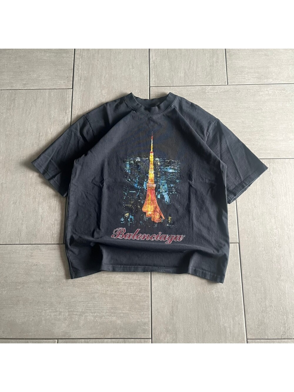 Balenciaga Black Graphic Logo T-Shirt Unisex L (READ DISC)